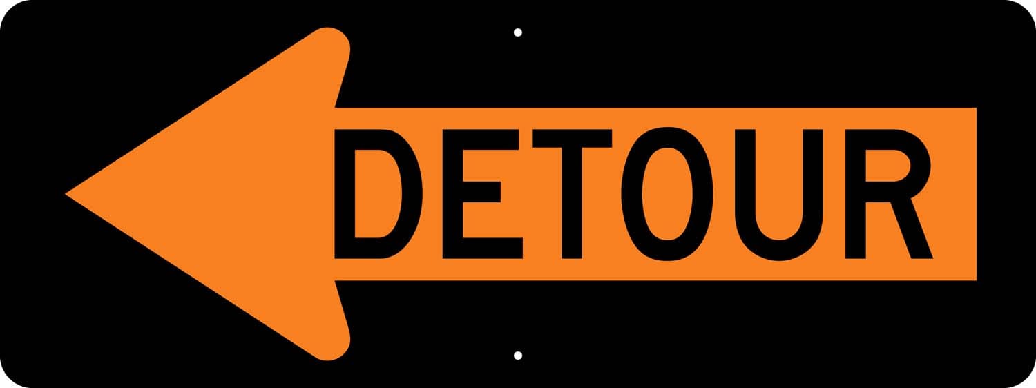 M4 10l detour left sign