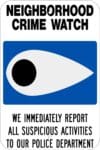 G 120 neighborhood crime watch sign