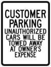 G 45 customer parking unauthorized cars towed sign 1