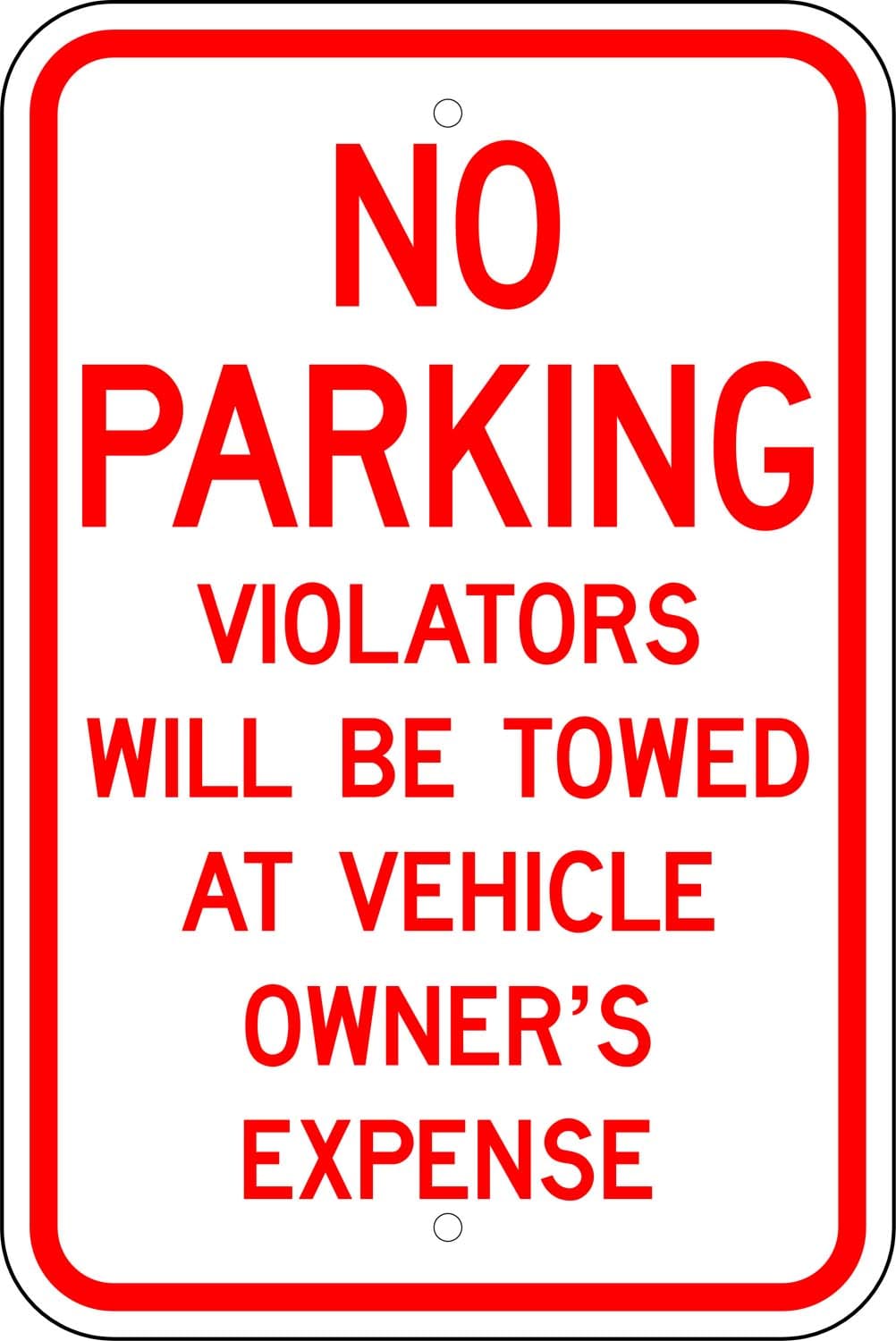 R 400 no parking violators towed owner expense sign