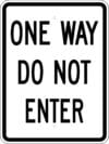 R 63 one way do not enter sign