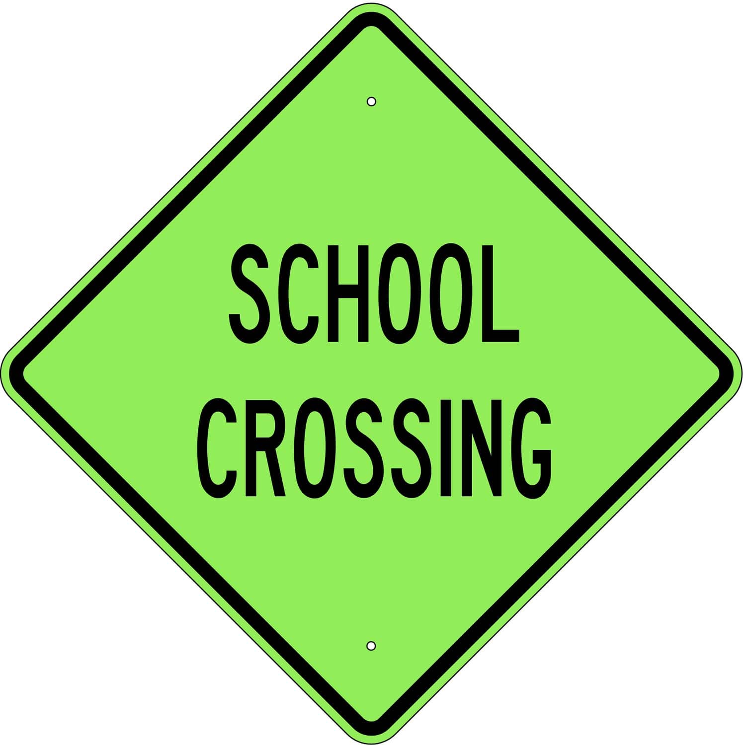 W 29g school crossing green sign