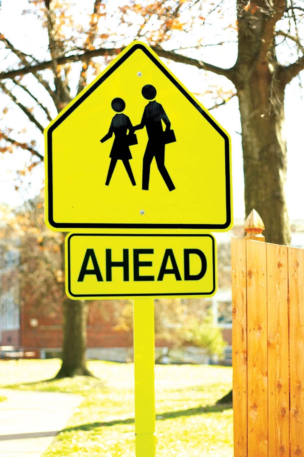 W16 9 school crossing ahead sign
