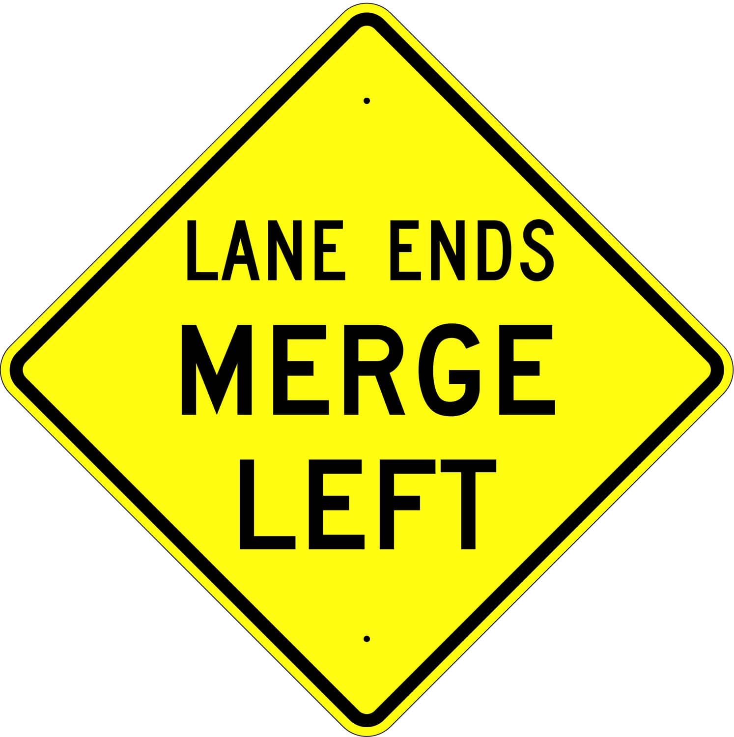 W9 2 lane ends merge left