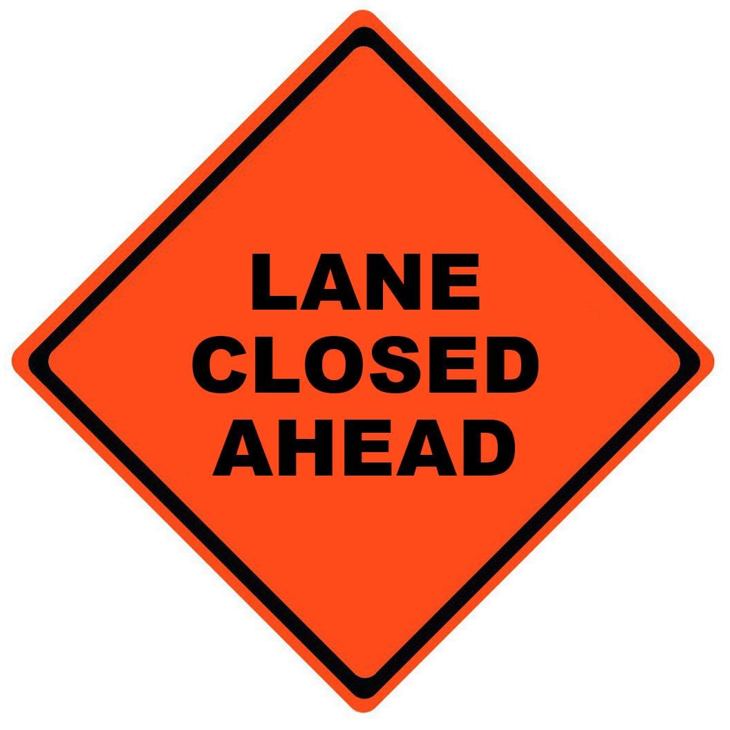 lane closed ahead roll up sign