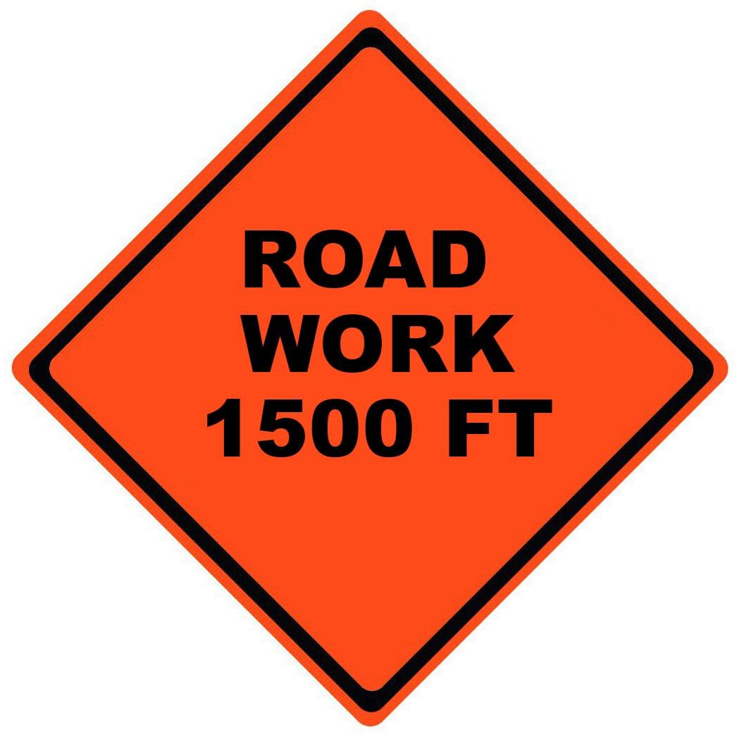 road work 1500 ft roll up sign
